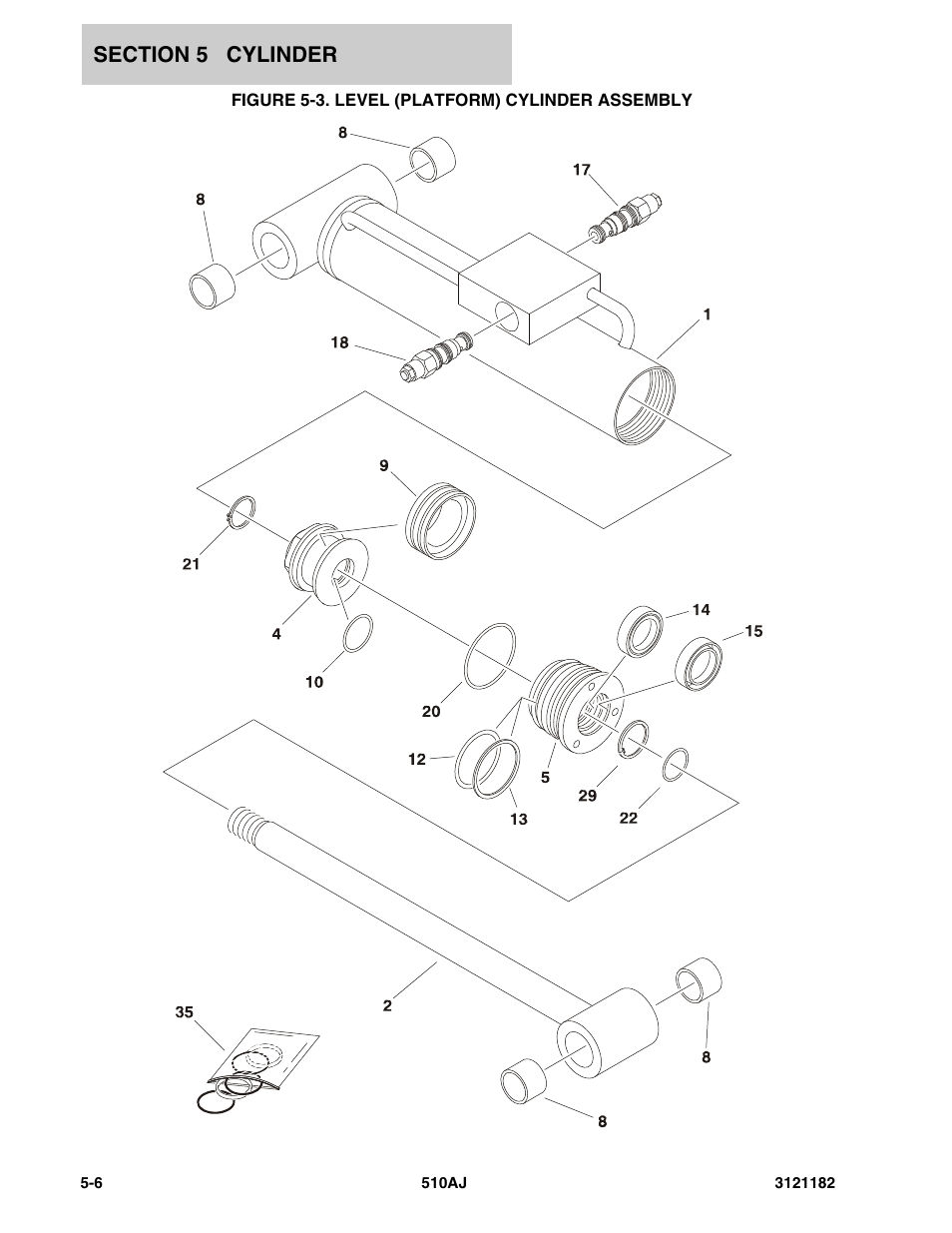 Figure 5-3. level (platform) cylinder assembly, Level (platform) cylinder assembly -6 | JLG 510AJ Parts Manual User Manual | Page 208 / 336