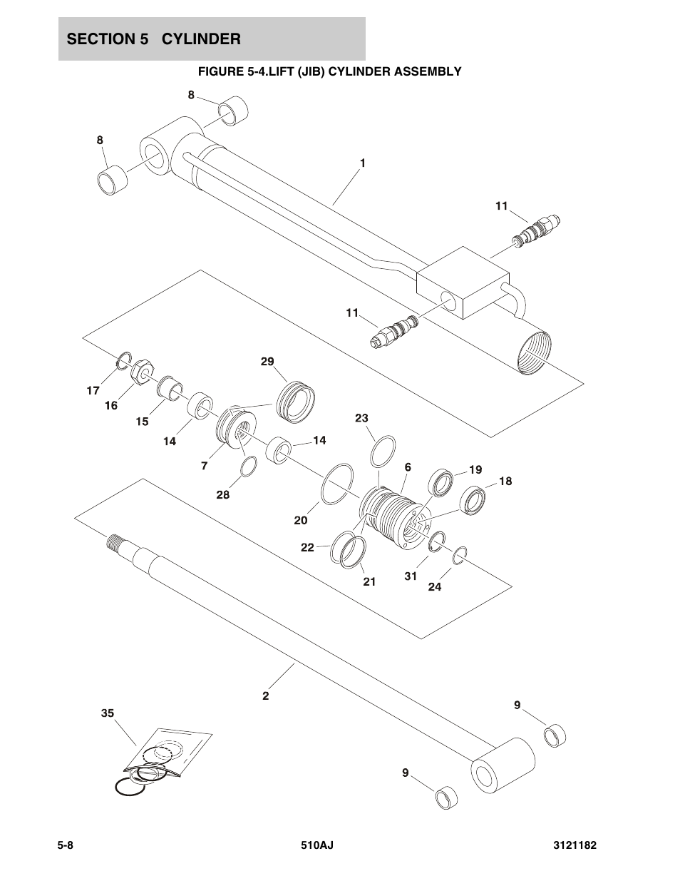 Figure 5-4. lift (jib) cylinder assembly, Lift (jib) cylinder assembly -8 | JLG 510AJ Parts Manual User Manual | Page 210 / 336