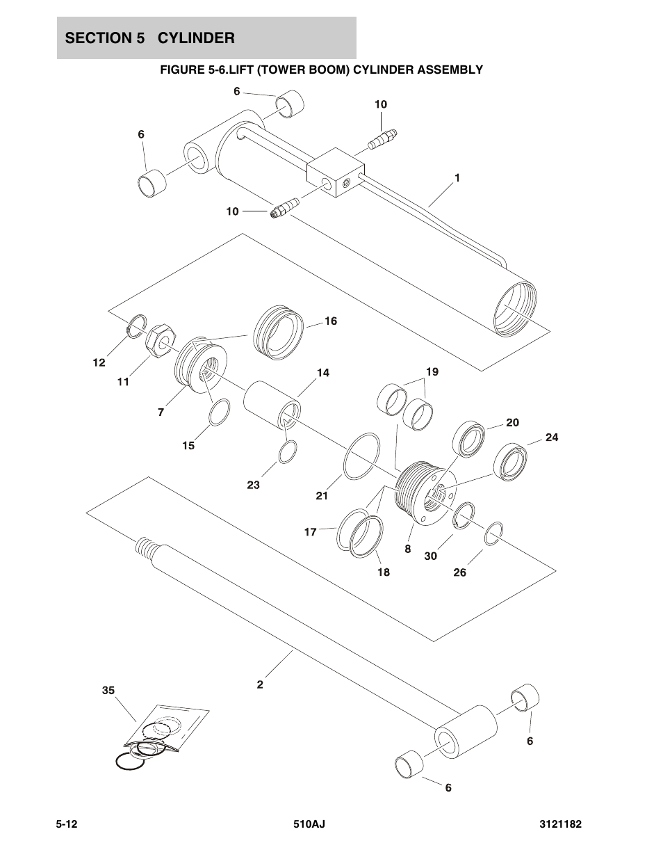 Figure 5-6. lift (tower boom) cylinder assembly | JLG 510AJ Parts Manual User Manual | Page 214 / 336