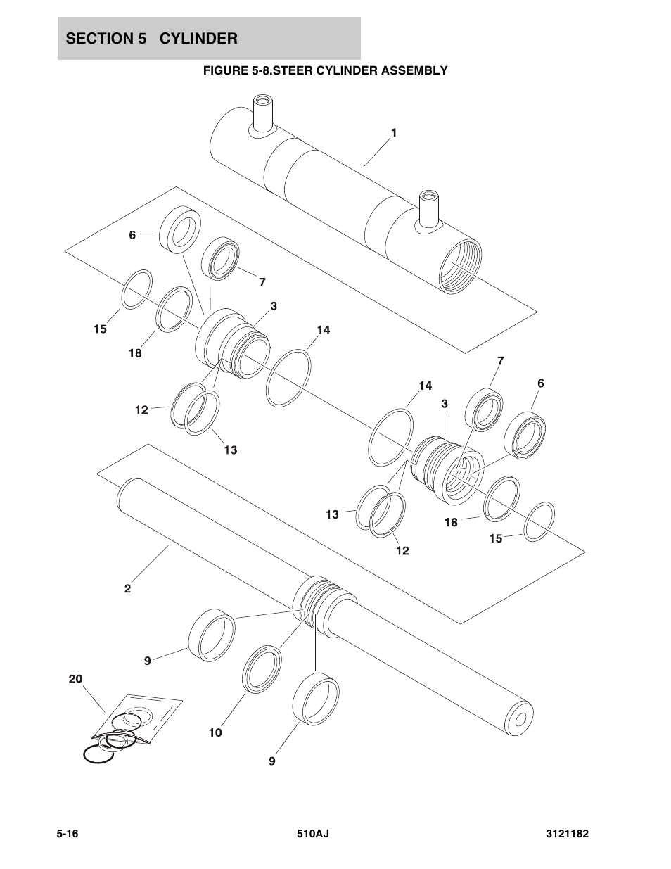 Figure 5-8. steer cylinder assembly, Steer cylinder assembly -16 | JLG 510AJ Parts Manual User Manual | Page 218 / 336