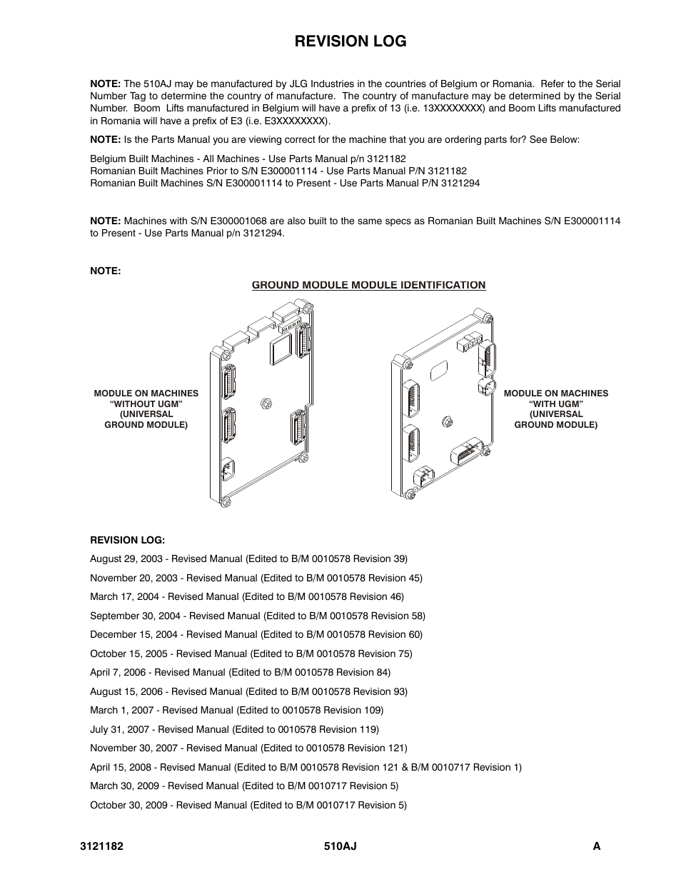 Revision log | JLG 510AJ Parts Manual User Manual | Page 3 / 336