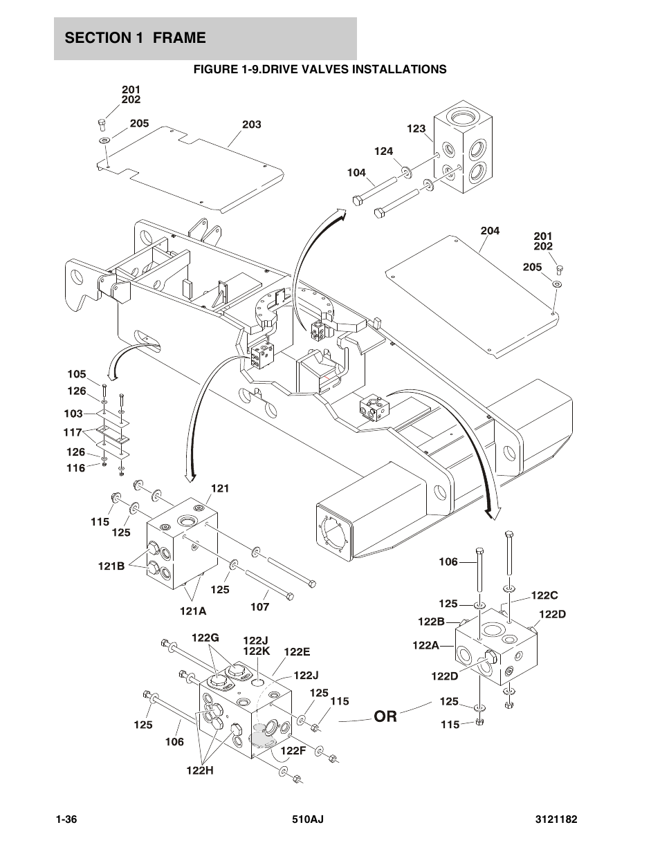 Figure 1-9. drive valves installations, Drive valves installations -36 | JLG 510AJ Parts Manual User Manual | Page 44 / 336