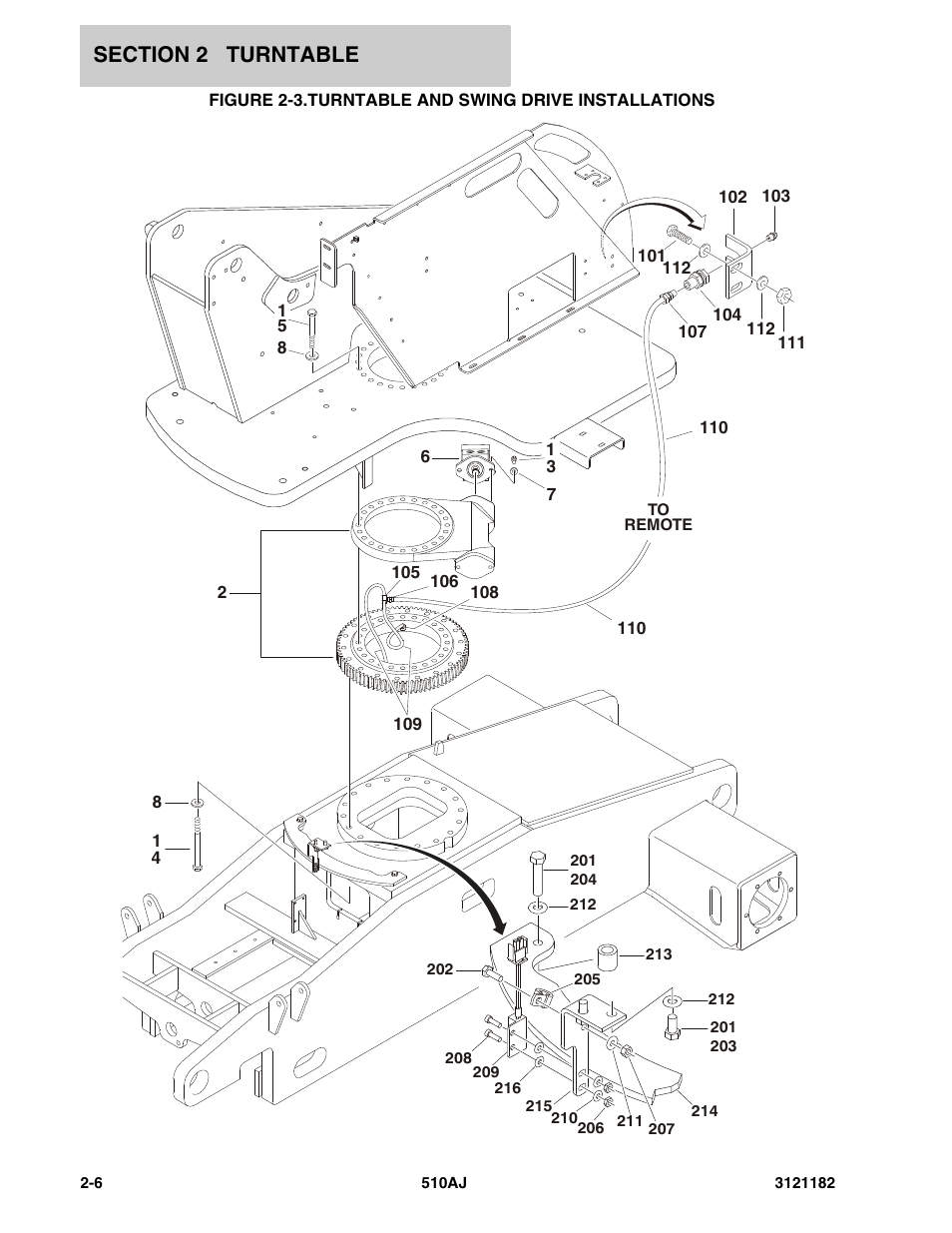 Turntable and swing drive installations -6 | JLG 510AJ Parts Manual User Manual | Page 52 / 336