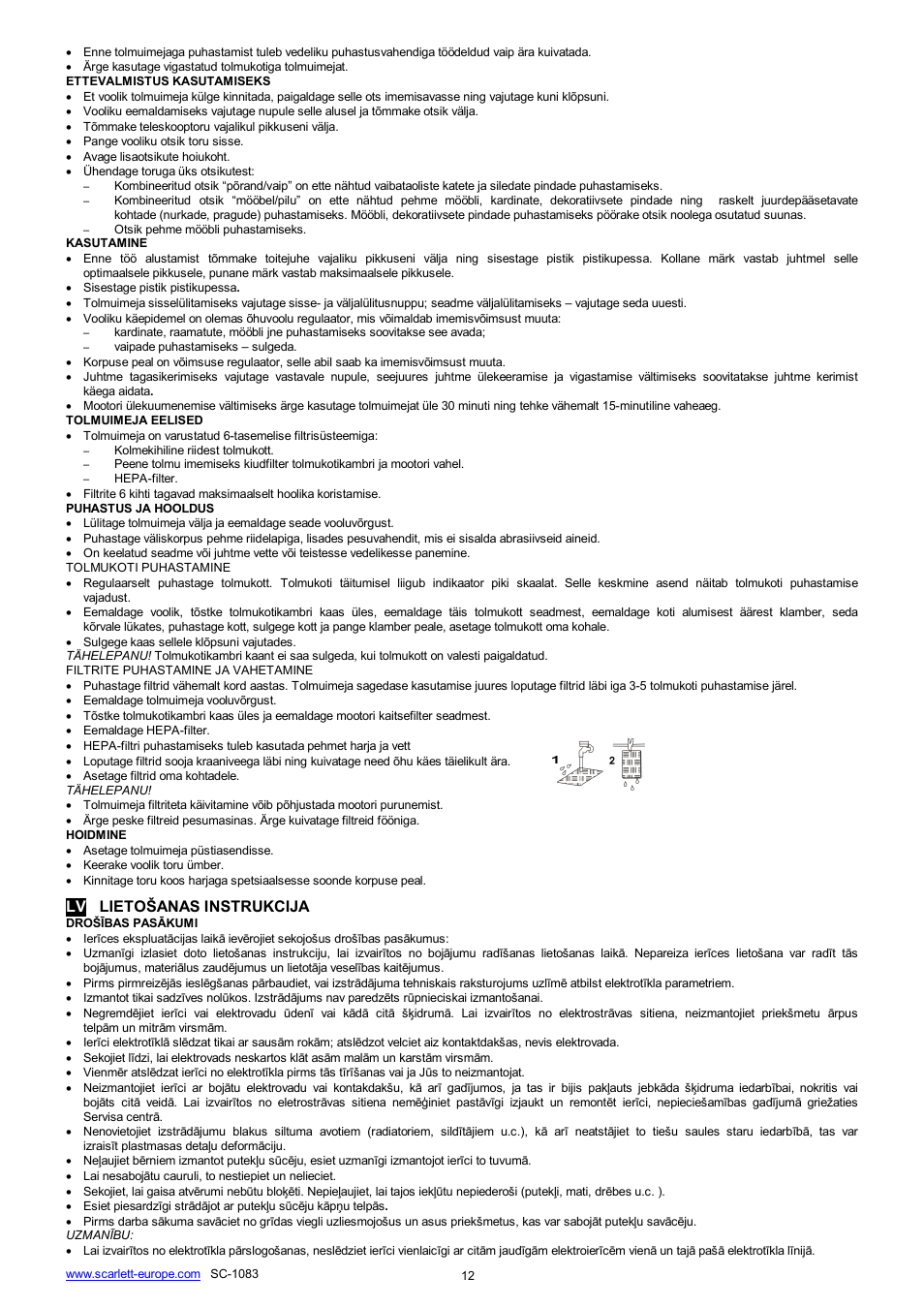 Lv lieto anas instrukcija | Scarlett SC-1083 User Manual | Page 12 / 18