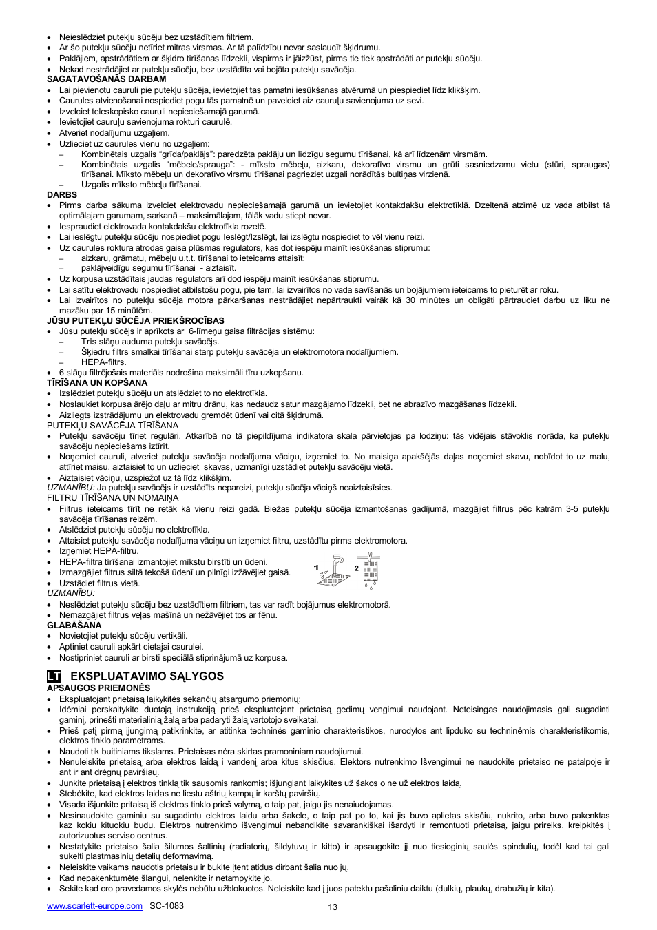 Lt ekspluatavimo s lygos | Scarlett SC-1083 User Manual | Page 13 / 18