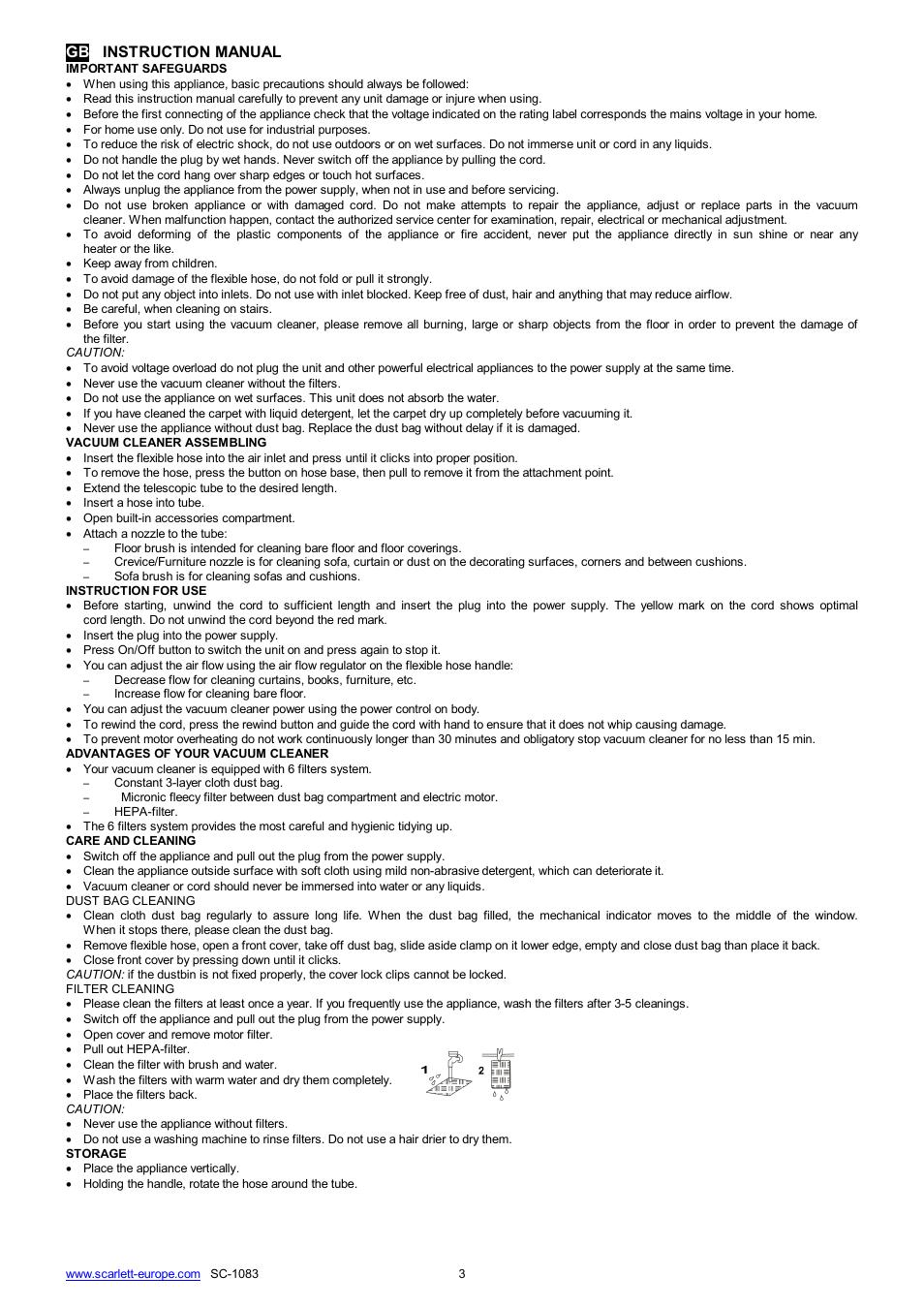 Gb instruction manual | Scarlett SC-1083 User Manual | Page 3 / 18