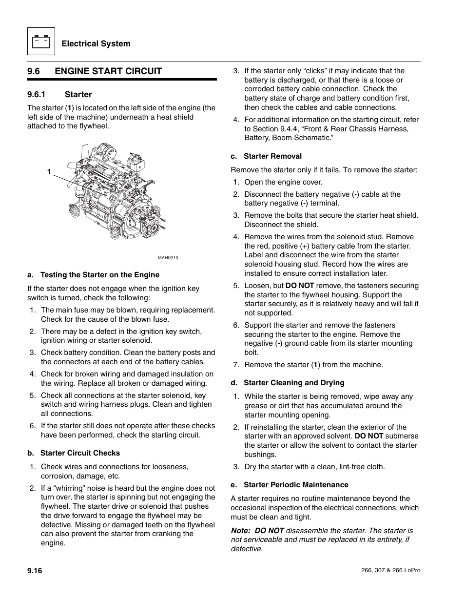 6 engine start circuit, Engine start circuit, Starter | JLG 266 LoPro Service Manual User Manual | Page 108 / 126