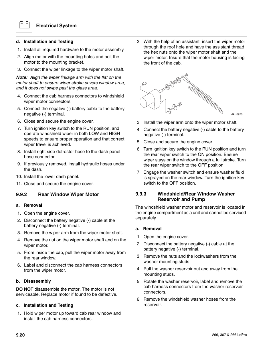 Rear window wiper motor, Windshield/rear window washer reservoir and pump | JLG 266 LoPro Service Manual User Manual | Page 112 / 126