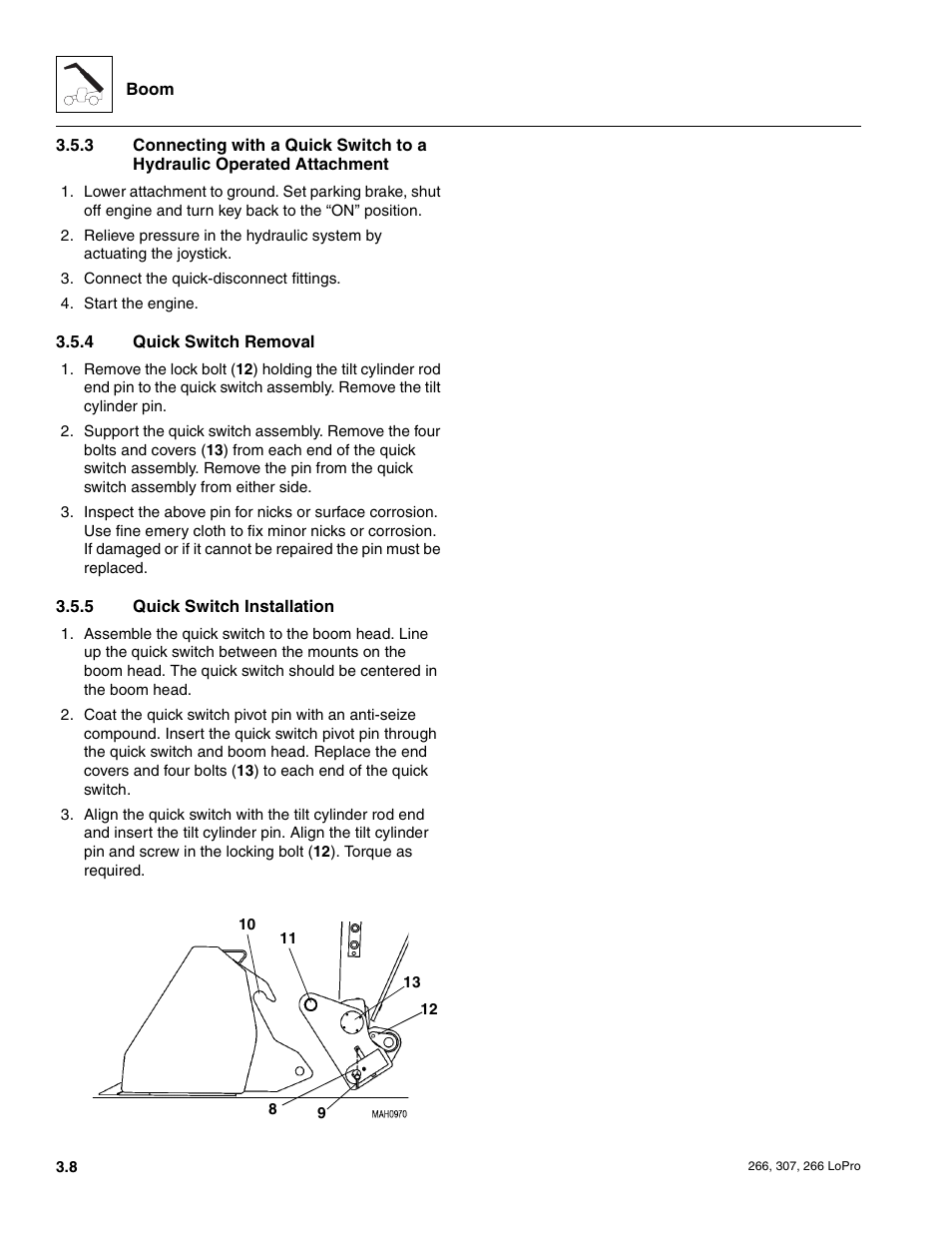 Quick switch removal, Quick switch installation | JLG 266 LoPro Service Manual User Manual | Page 30 / 126