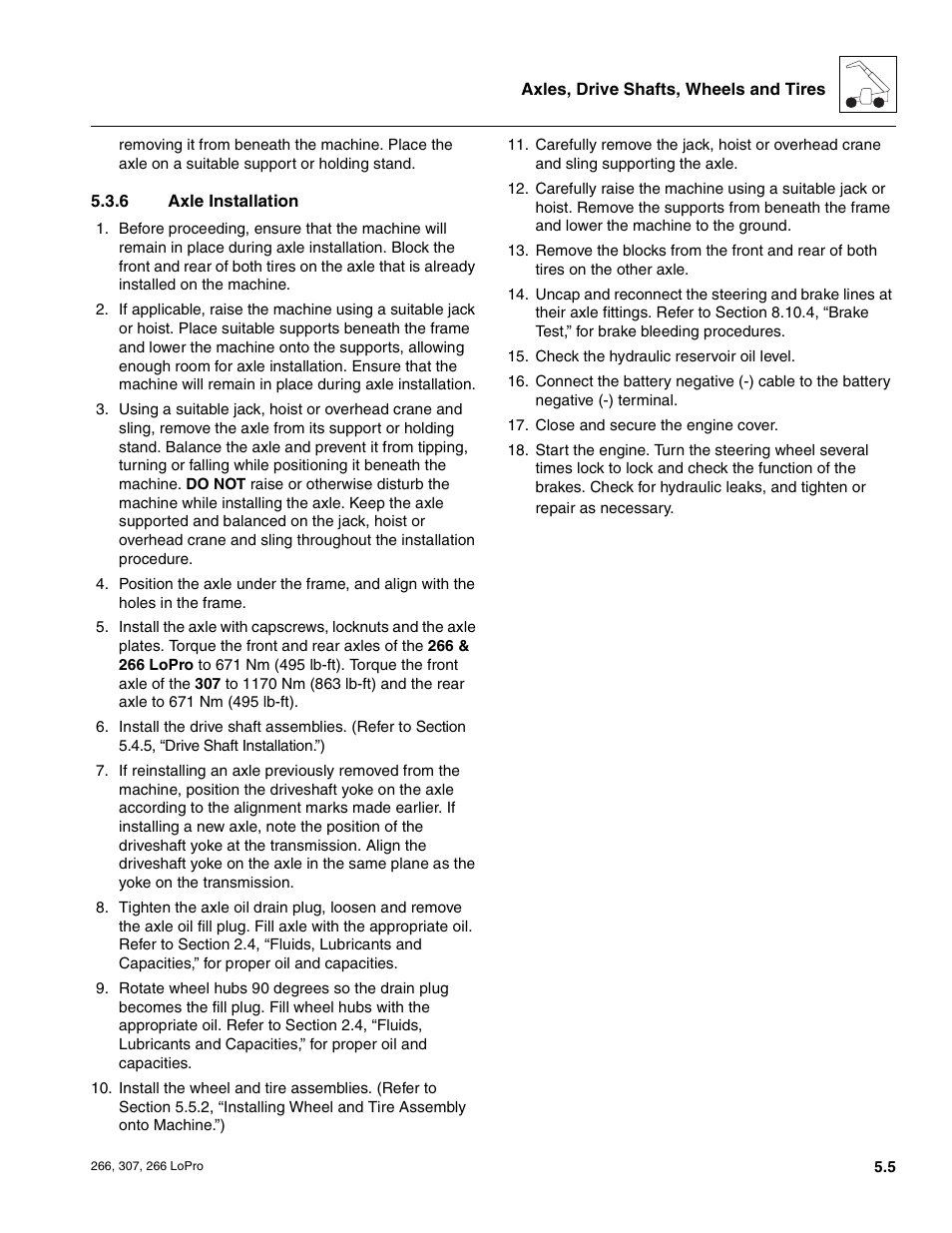 Axle installation | JLG 266 LoPro Service Manual User Manual | Page 47 / 126