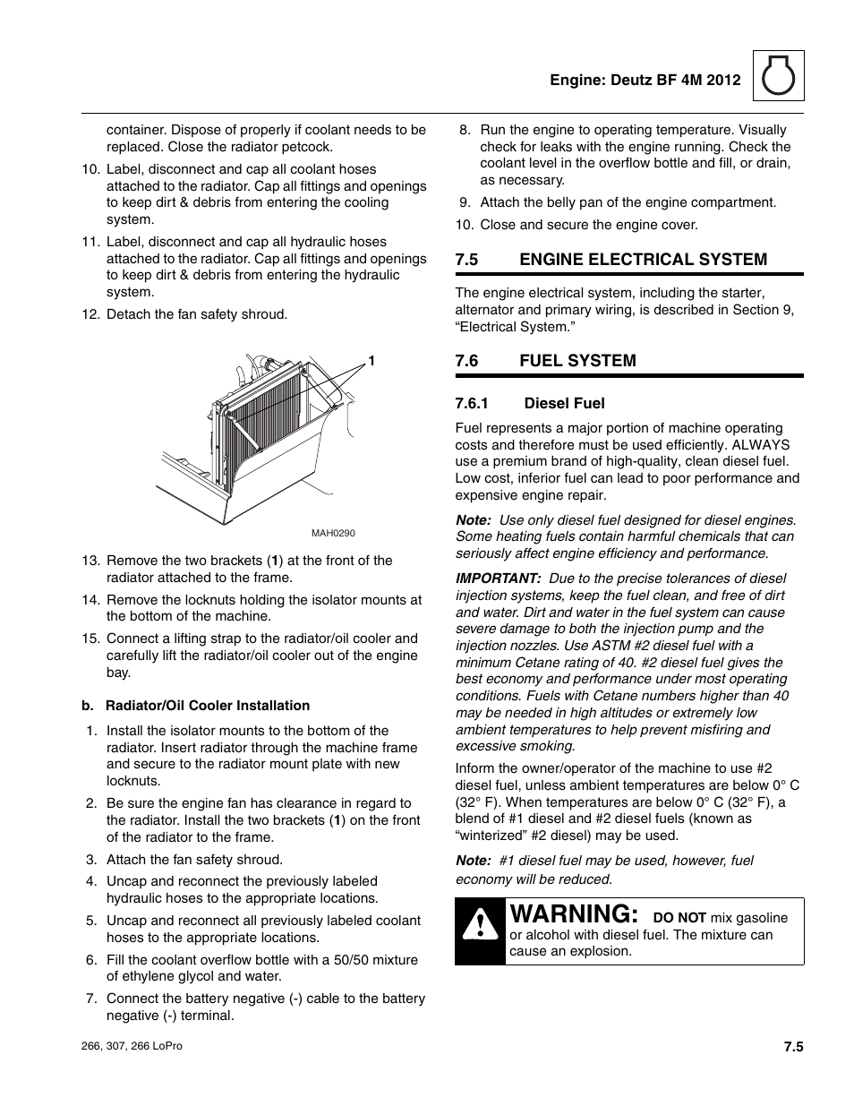 5 engine electrical system, 6 fuel system, Engine electrical system | Fuel system, Diesel fuel, Warning | JLG 266 LoPro Service Manual User Manual | Page 65 / 126