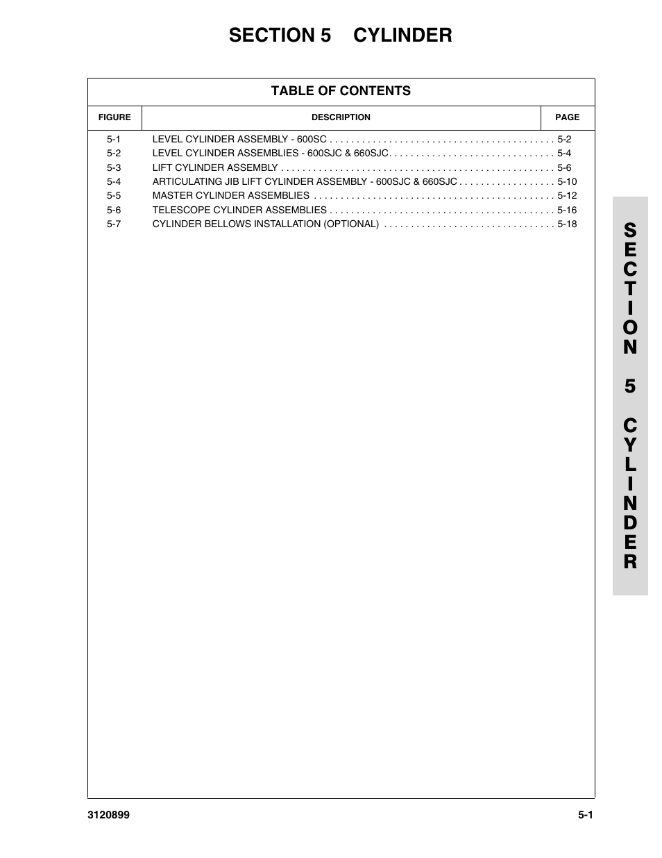 Section 5 cylinder, Section 5 - cylinder -1 | JLG 600SC_660SJC Parts Manual User Manual | Page 139 / 228