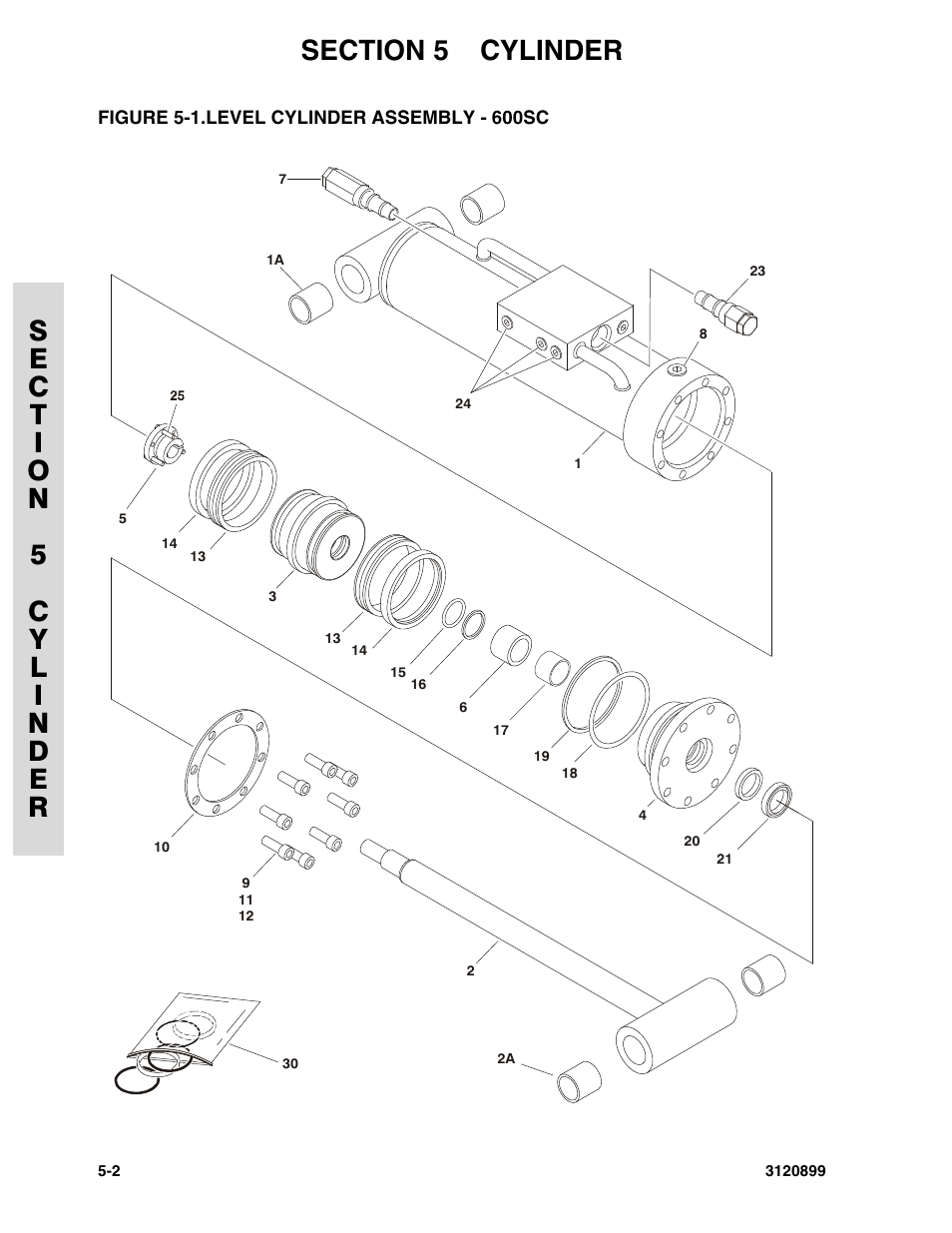 Figure 5-1. level cylinder assembly - 600sc, Level cylinder assembly - 600sc -2 | JLG 600SC_660SJC Parts Manual User Manual | Page 140 / 228