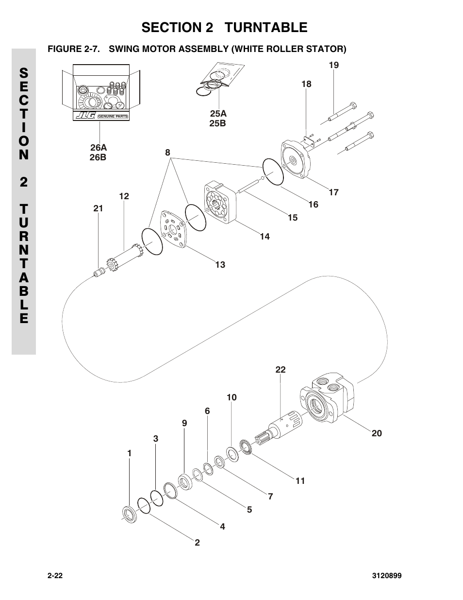 Swing motor assembly (white roller stator) -22 | JLG 600SC_660SJC Parts Manual User Manual | Page 50 / 228