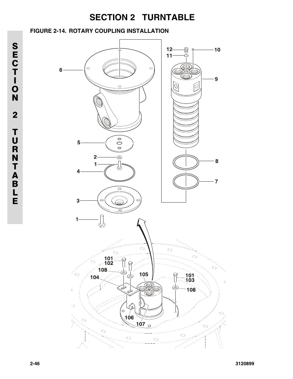 Figure 2-14. rotary coupling installation, Rotary coupling installation -46 | JLG 600SC_660SJC Parts Manual User Manual | Page 74 / 228