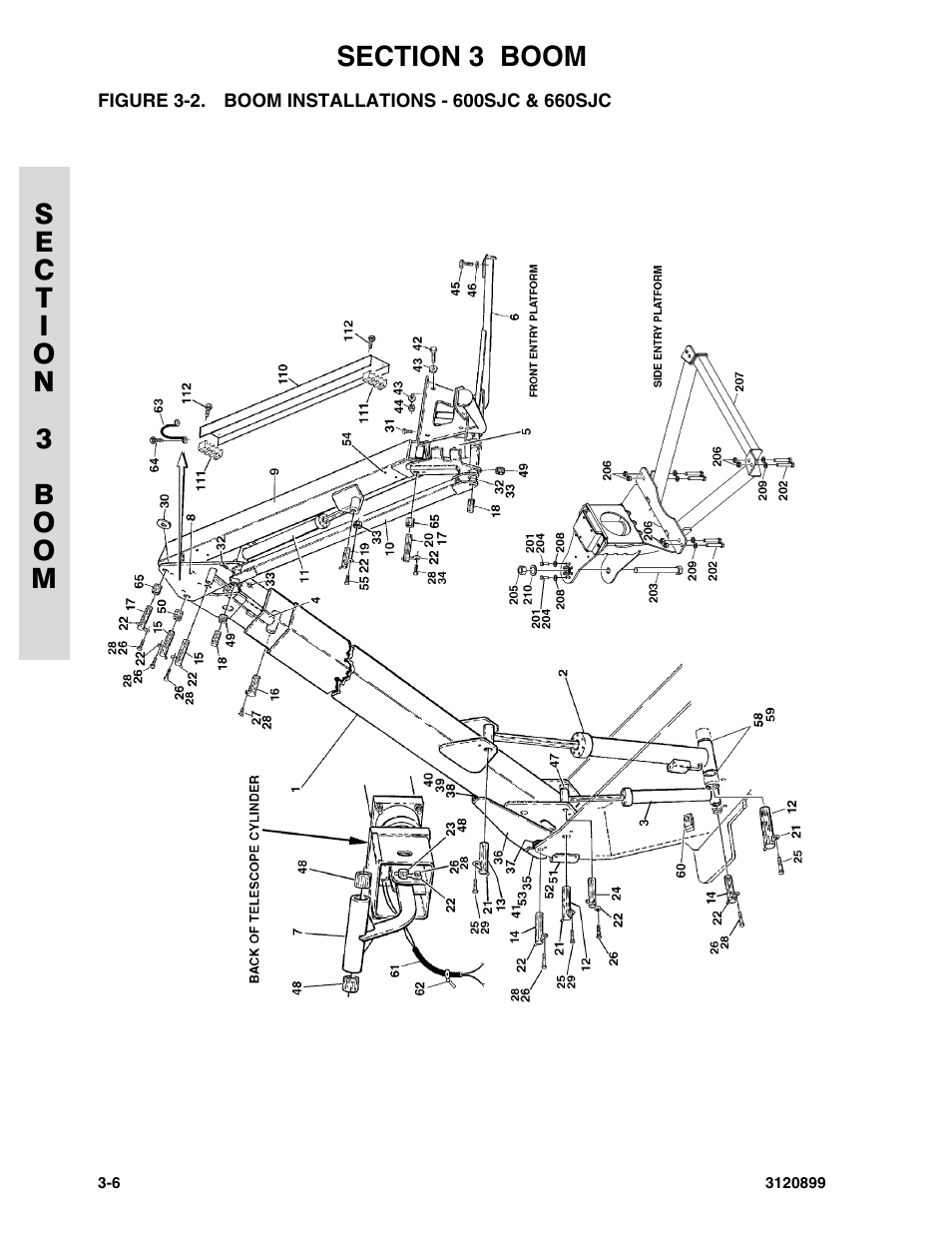 Figure 3-2. boom installations - 600sjc & 660sjc, Boom installations - 600sjc & 660sjc -6 | JLG 600SC_660SJC Parts Manual User Manual | Page 94 / 228