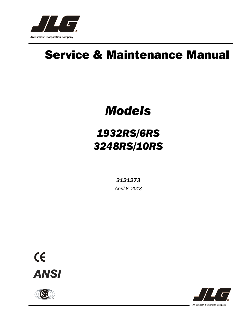 JLG 3248RS/10RS Service Manual User Manual | 150 pages