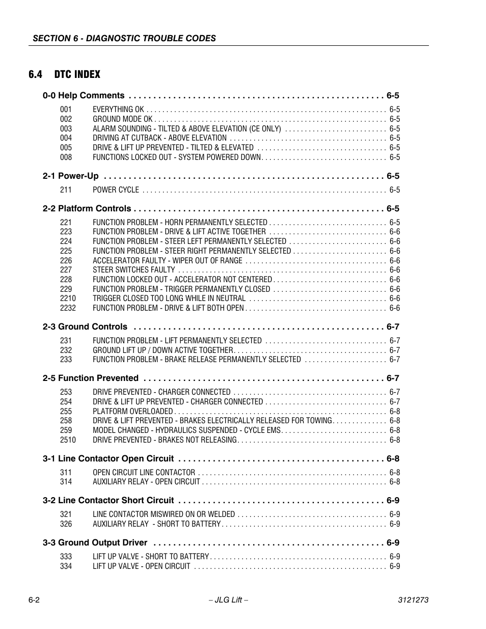 4 dtc index, Dtc index -2 | JLG 3248RS/10RS Service Manual User Manual | Page 112 / 150