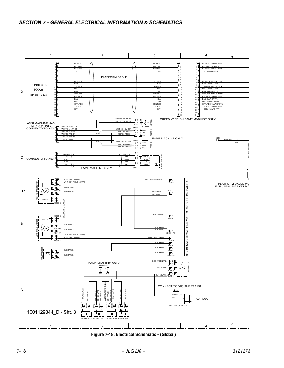 Electrical schematic - 1870205b - sheet 1 of 2, Figure 7-18. electrical schematic - (global) | JLG 3248RS/10RS Service Manual User Manual | Page 144 / 150