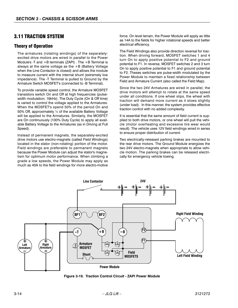 11 traction system, Theory of operation, Traction system -14 | Theory of operation -14, Traction control circuit - zapi power module -14 | JLG 3248RS/10RS Service Manual User Manual | Page 46 / 150
