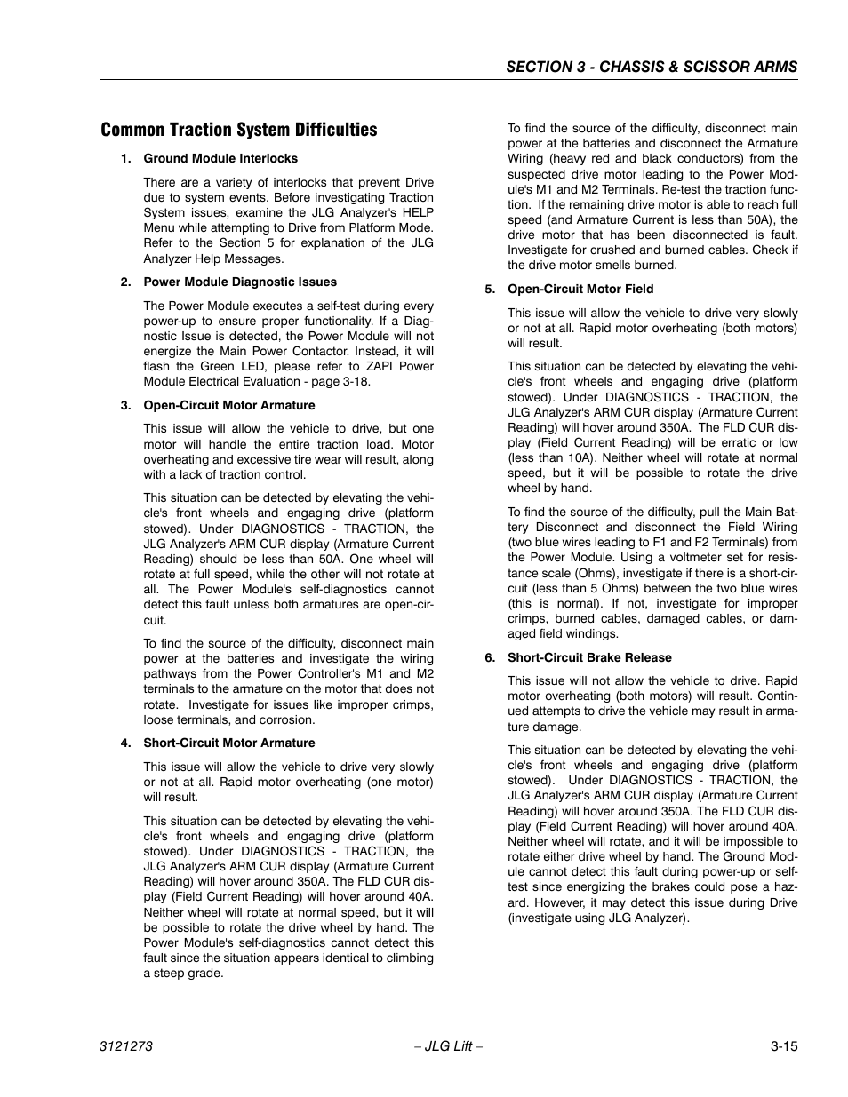 Common traction system difficulties, Common traction system difficulties -15 | JLG 3248RS/10RS Service Manual User Manual | Page 47 / 150