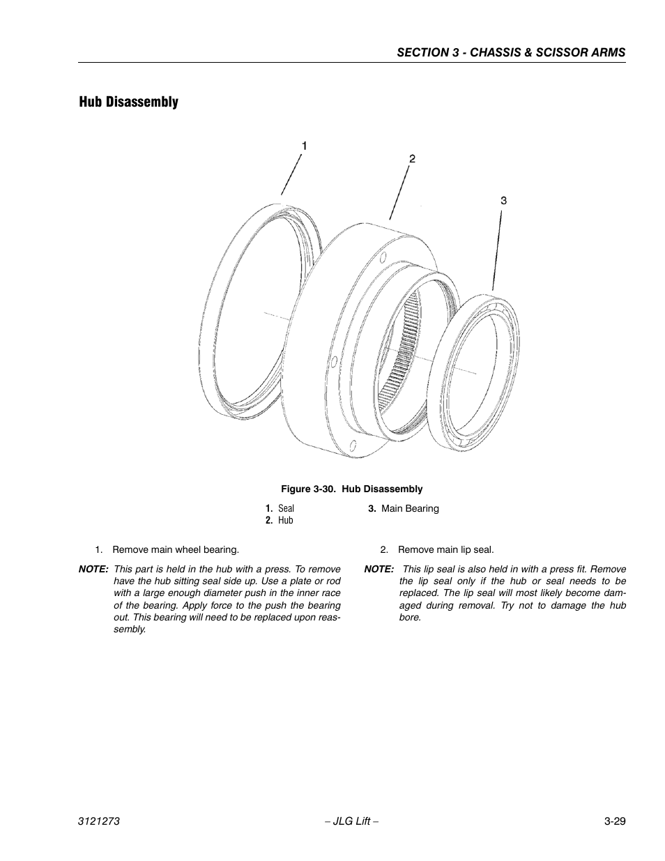 Hub disassembly, Hub disassembly -29 | JLG 3248RS/10RS Service Manual User Manual | Page 61 / 150