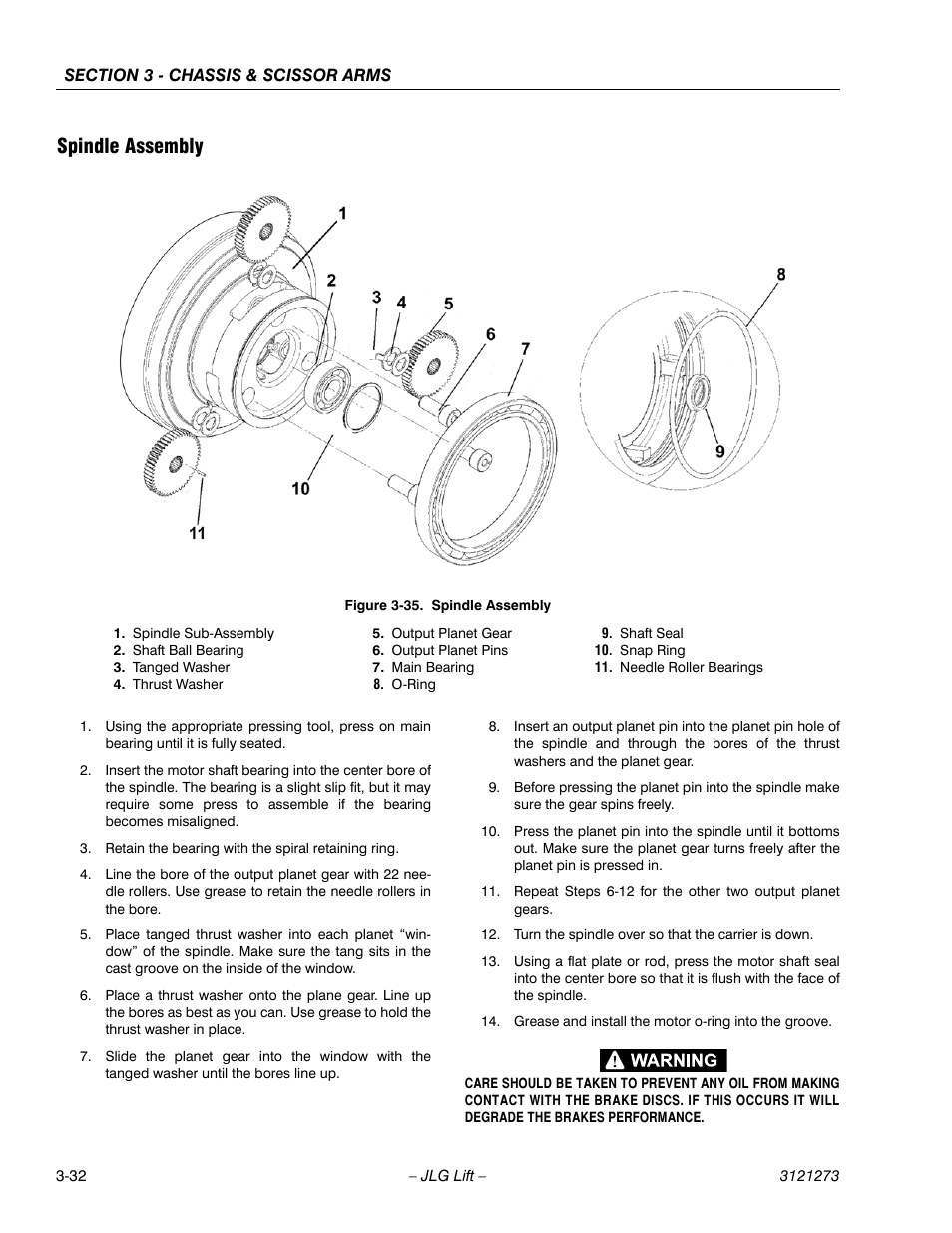 Spindle assembly, Spindle assembly -32 | JLG 3248RS/10RS Service Manual User Manual | Page 64 / 150