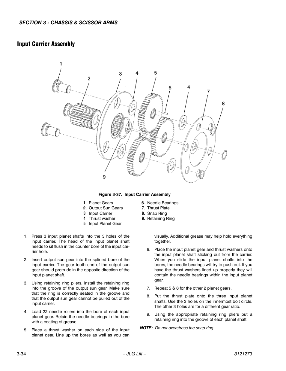 Input carrier assembly, Input carrier assembly -34 | JLG 3248RS/10RS Service Manual User Manual | Page 66 / 150