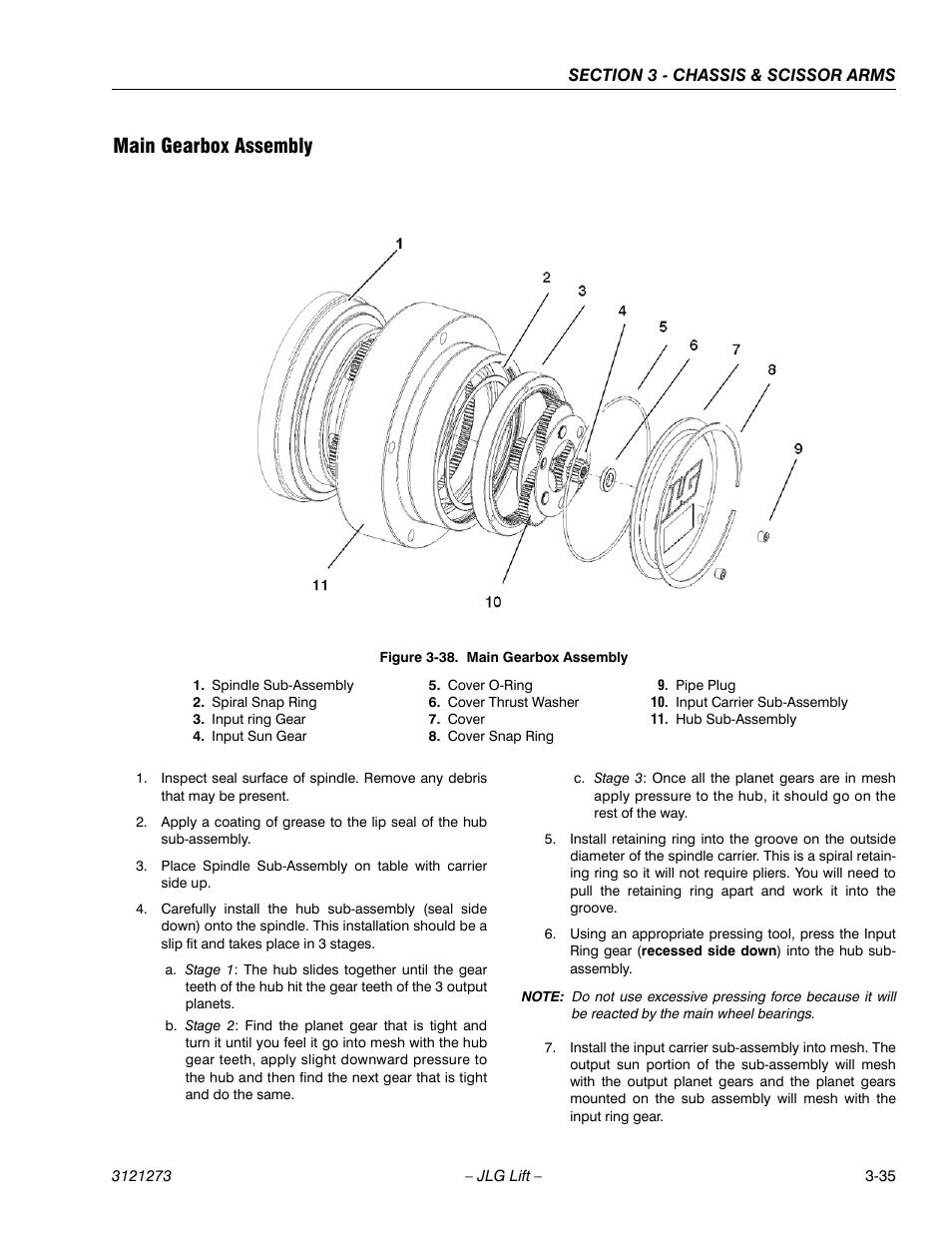 Main gearbox assembly, Main gearbox assembly -35 | JLG 3248RS/10RS Service Manual User Manual | Page 67 / 150