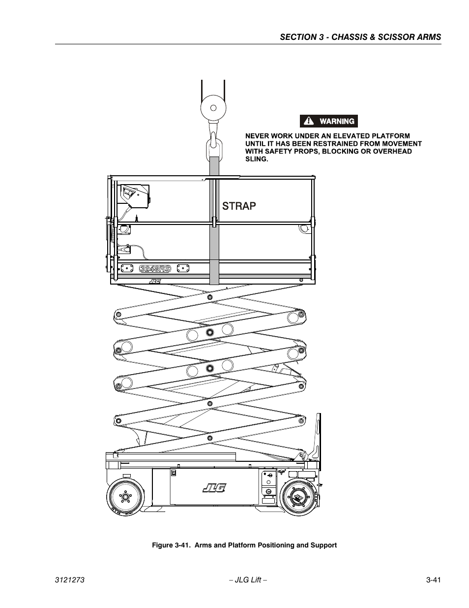 Arms and platform positioning and support -41, E,(see figure 3-41.). i, See figure 3-41.) | JLG 3248RS/10RS Service Manual User Manual | Page 73 / 150