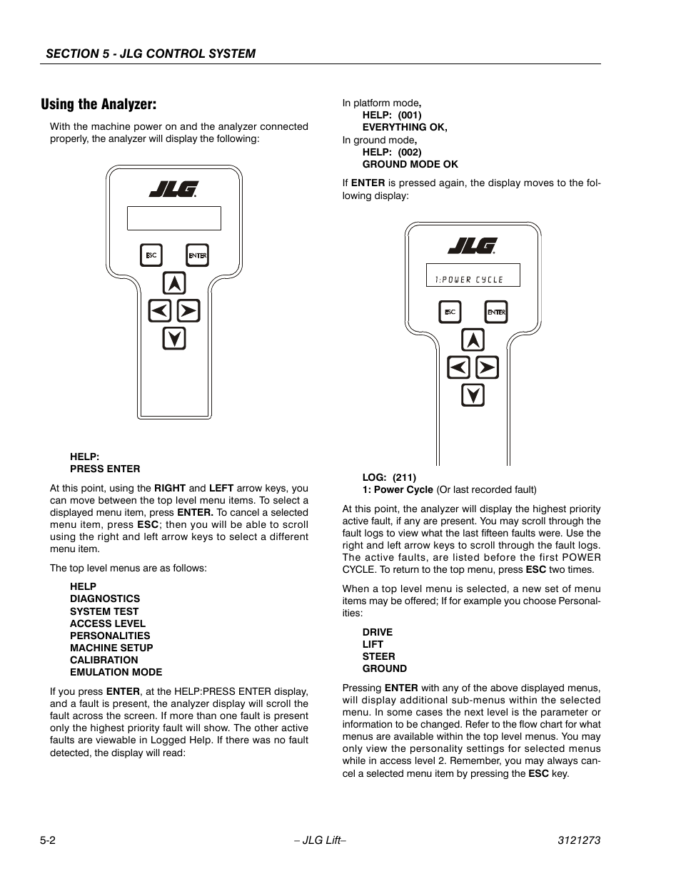 Using the analyzer, Using the analyzer: -2 | JLG 3248RS/10RS Service Manual User Manual | Page 98 / 150