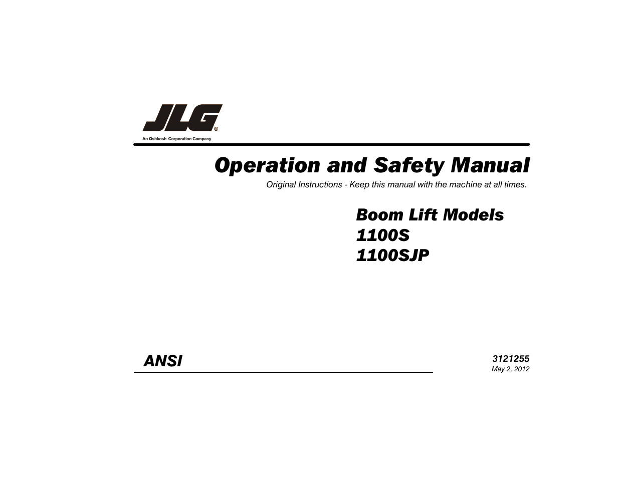 JLG 1100SJP Operator Manual User Manual | 130 pages