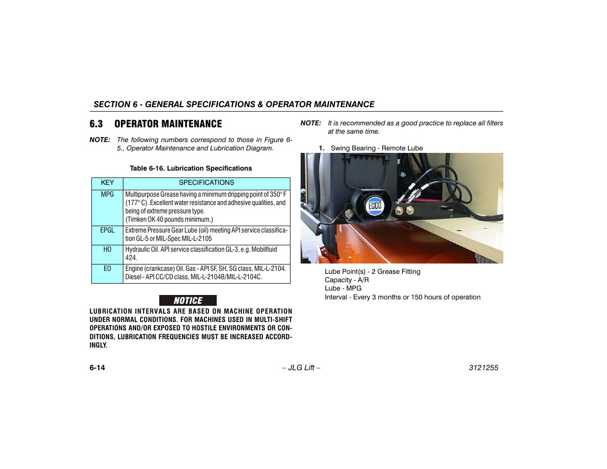 3 operator maintenance, Operator maintenance -14, Lubrication specifications -14 | JLG 1100SJP Operator Manual User Manual | Page 114 / 130