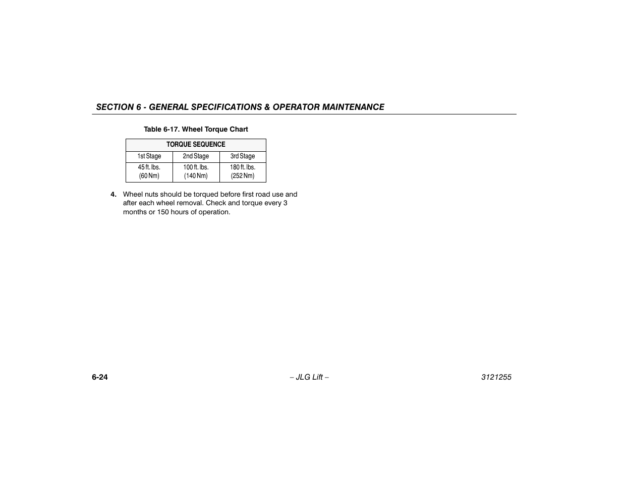 Wheel torque chart -24 | JLG 1100SJP Operator Manual User Manual | Page 124 / 130