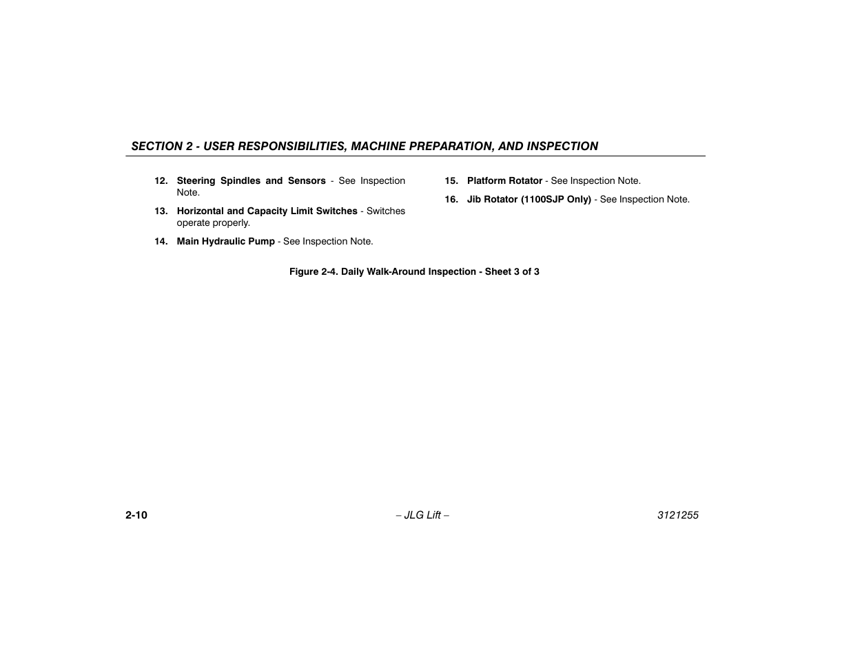 Daily walk-around inspection - sheet 3 of 3 -10 | JLG 1100SJP Operator Manual User Manual | Page 30 / 130