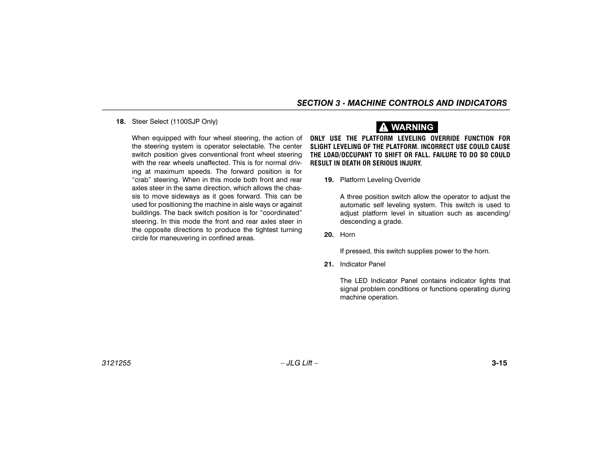 JLG 1100SJP Operator Manual User Manual | Page 47 / 130