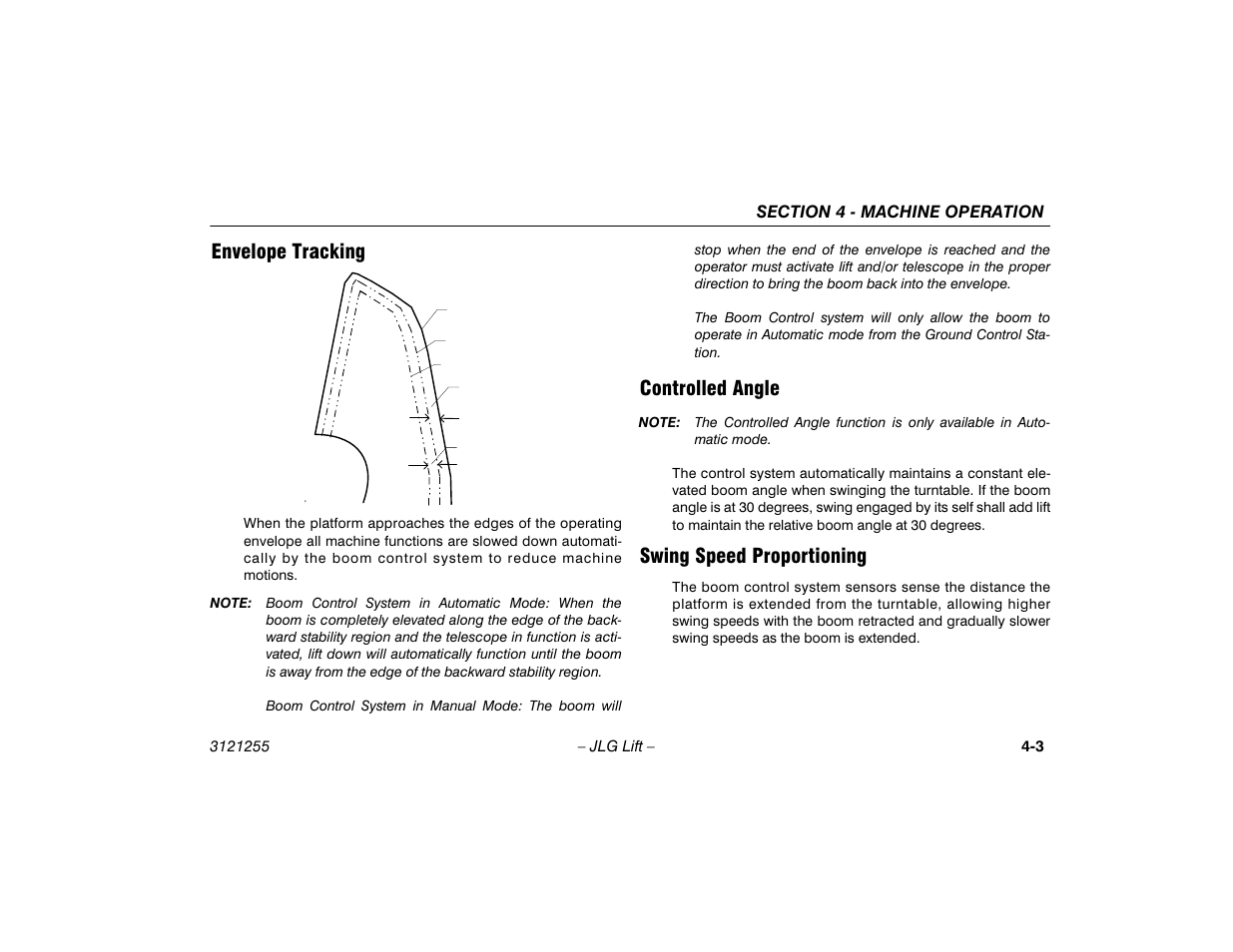 Envelope tracking, Controlled angle, Swing speed proportioning | JLG 1100SJP Operator Manual User Manual | Page 57 / 130