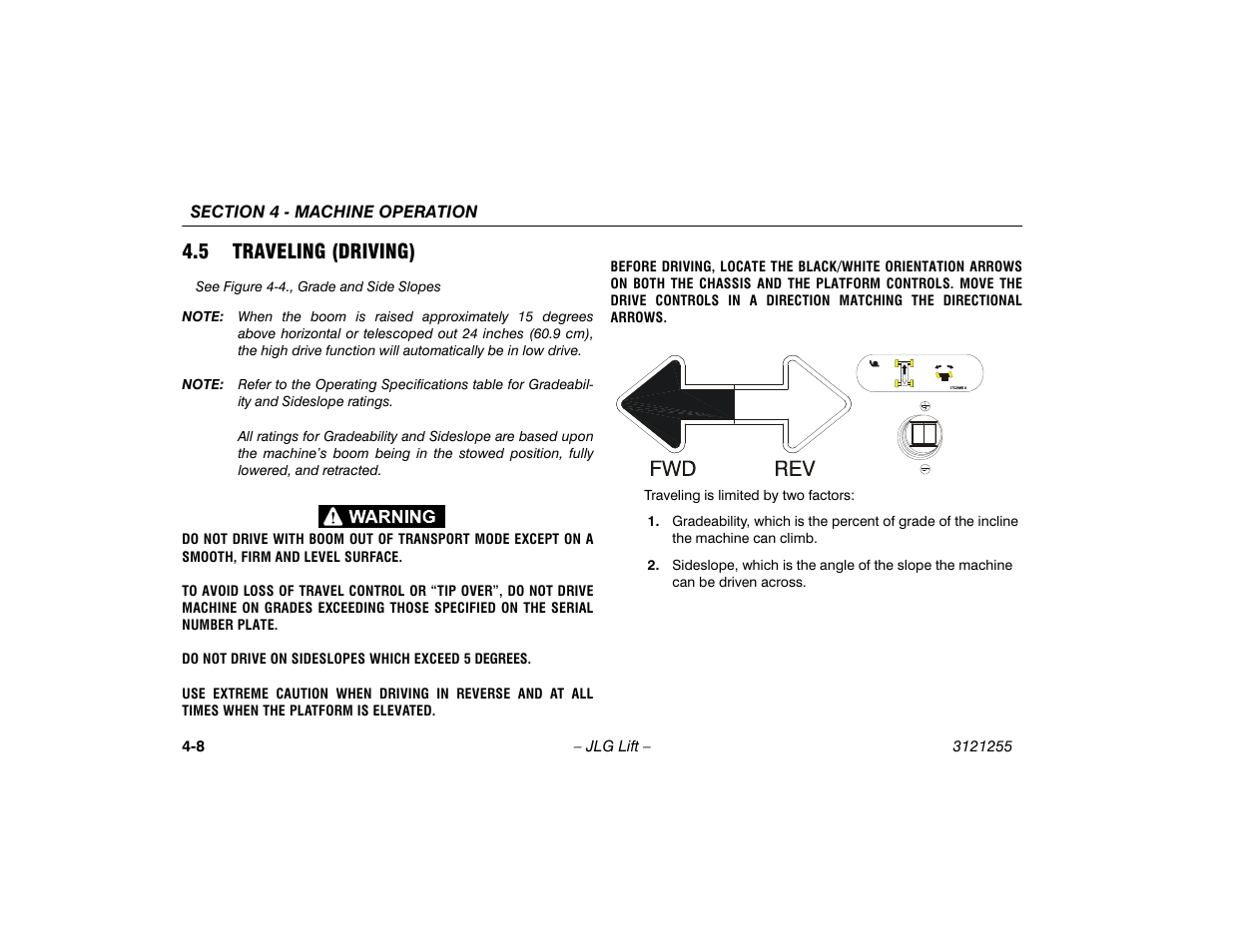 5 traveling (driving), Traveling (driving) -8 | JLG 1100SJP Operator Manual User Manual | Page 62 / 130