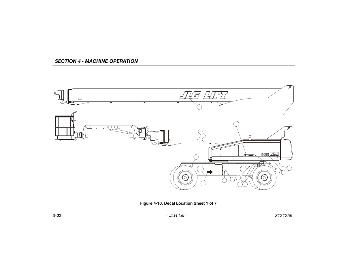 10. decal location sheet 1 of 7 -22 | JLG 1100SJP Operator Manual User Manual | Page 76 / 130