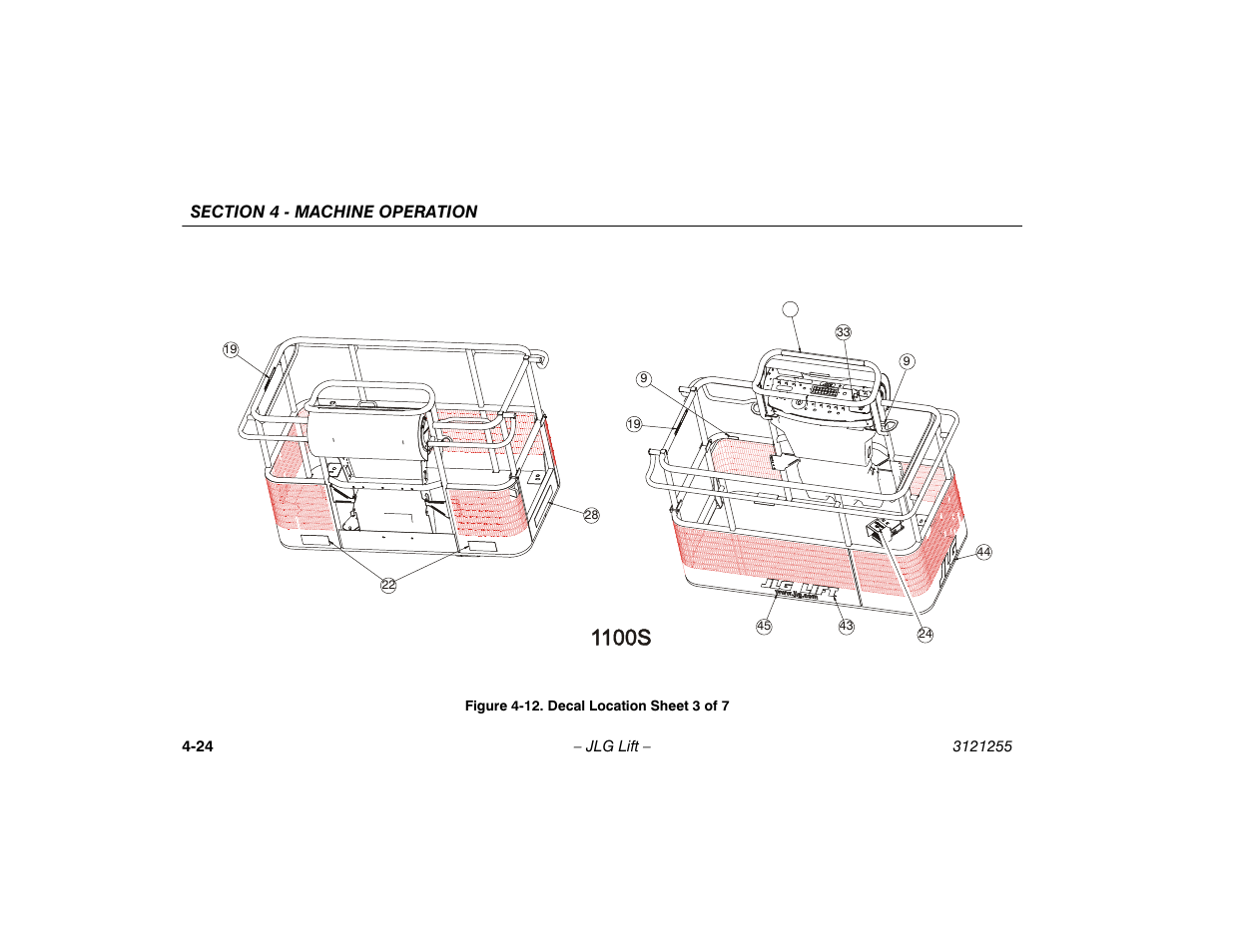 12. decal location sheet 3 of 7 -24 | JLG 1100SJP Operator Manual User Manual | Page 78 / 130