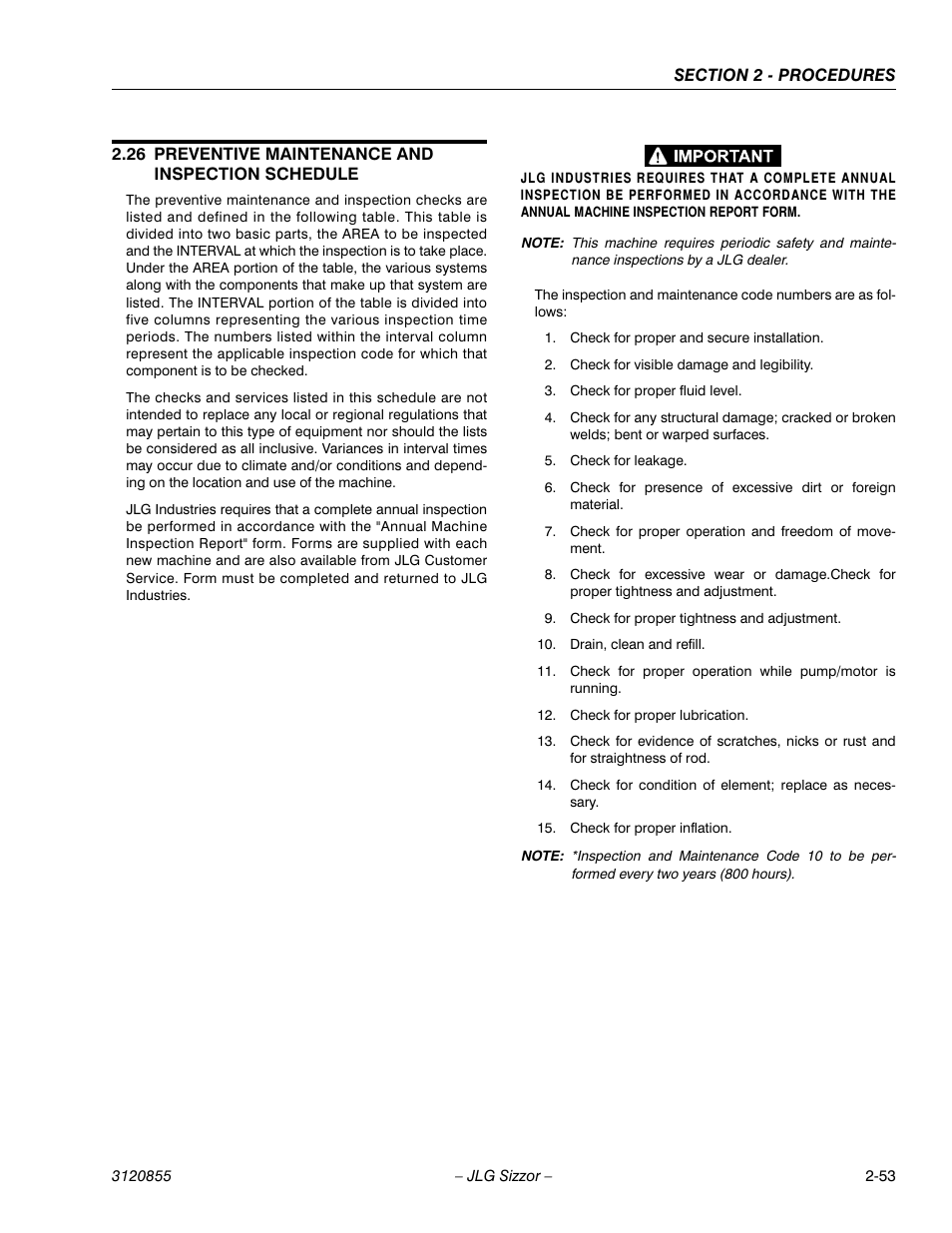 26 preventive maintenance and inspection schedule, Preventive maintenance and inspection schedule -35 | JLG 3246E2 Service Manual User Manual | Page 65 / 80