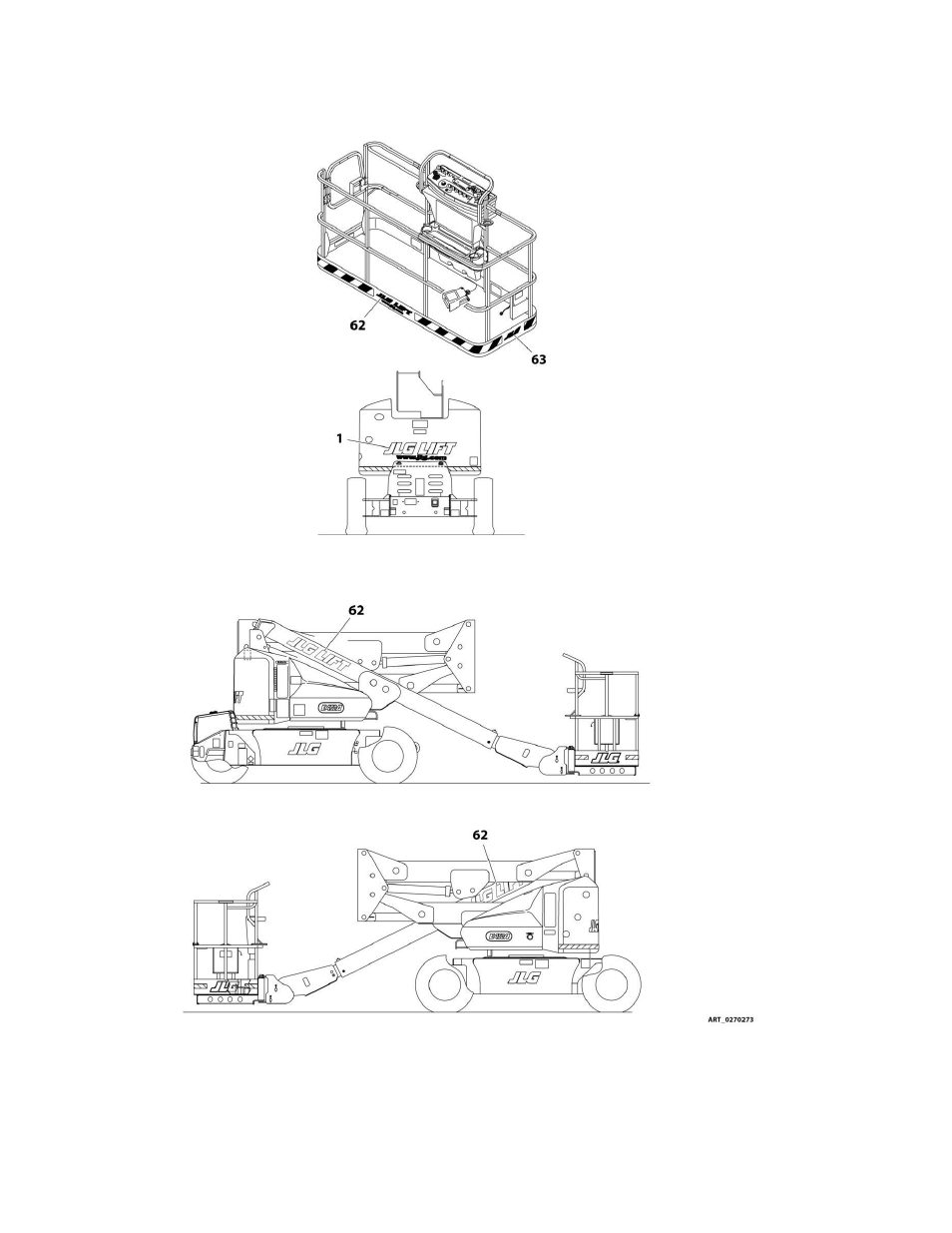 Figure 9-1. 0270273, decal installation - jlg logo | JLG M450 Parts Manual User Manual | Page 390 / 440