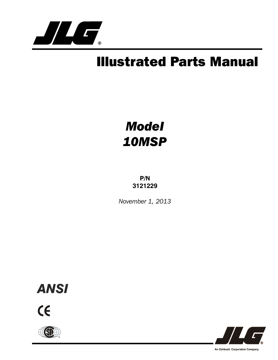 JLG 10MSP (3121229-2013) Parts Manual User Manual | 94 pages
