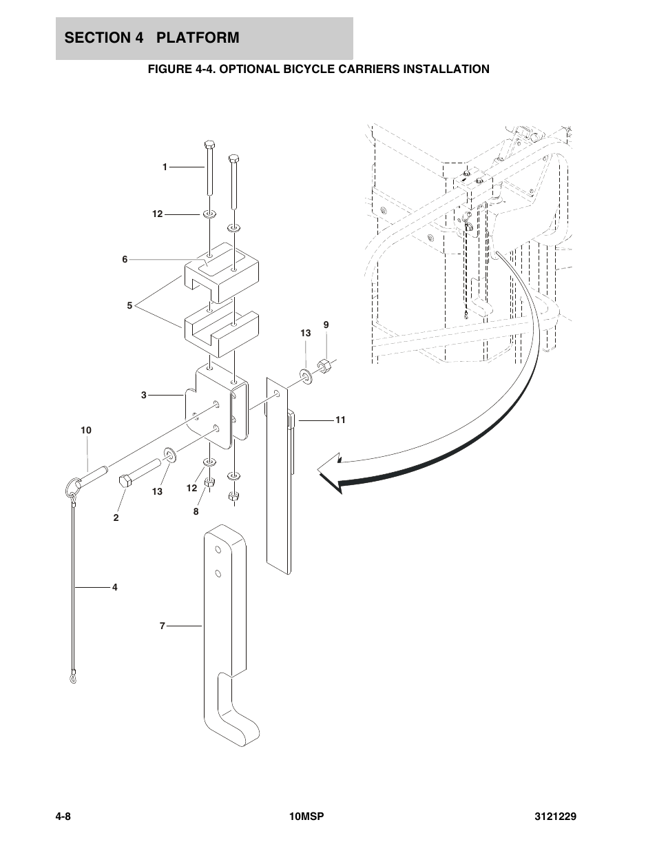 Figure 4-4. optional bicycle carriers installation | JLG 10MSP (3121229-2013) Parts Manual User Manual | Page 52 / 94