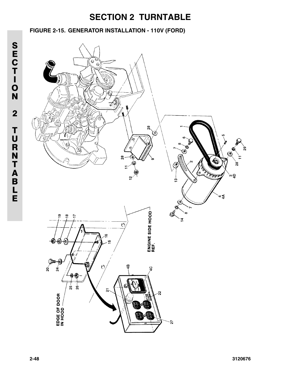 Figure 2-15. generator installation - 110v (ford), Generator installation - 110v (ford) -48 | JLG 34HA ANSI Parts Manual User Manual | Page 104 / 292