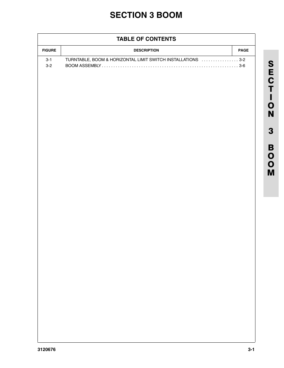 Section 3 boom, Section 3 - boom -1 | JLG 34HA ANSI Parts Manual User Manual | Page 151 / 292