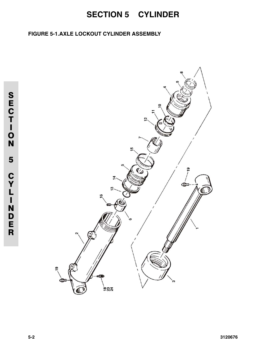 Figure 5-1. axle lockout cylinder assembly, Axle lockout cylinder assembly -2 | JLG 34HA ANSI Parts Manual User Manual | Page 188 / 292