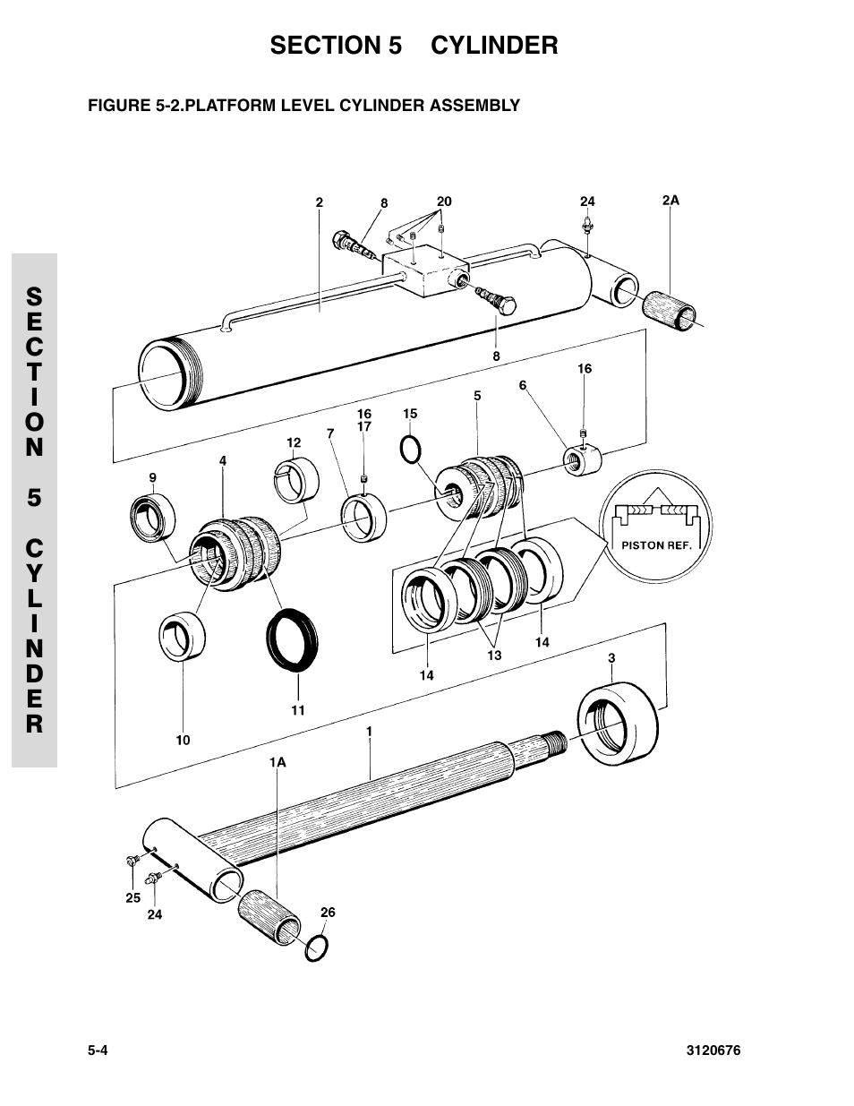 Figure 5-2. platform level cylinder assembly, Level (platform) cylinder assembly -4 | JLG 34HA ANSI Parts Manual User Manual | Page 190 / 292