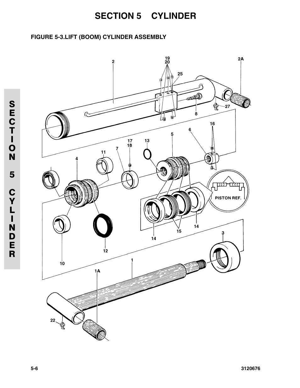 Figure 5-3. lift (boom) cylinder assembly, Lift (boom) cylinder assembly -6 | JLG 34HA ANSI Parts Manual User Manual | Page 192 / 292