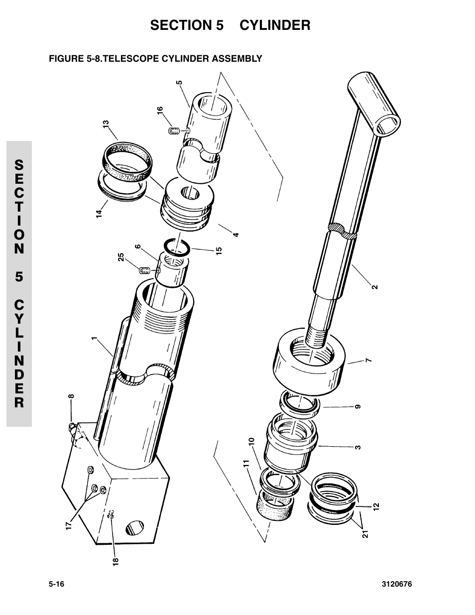 Figure 5-8. telescope cylinder assembly, Telescope cylinder assembly -16 | JLG 34HA ANSI Parts Manual User Manual | Page 202 / 292